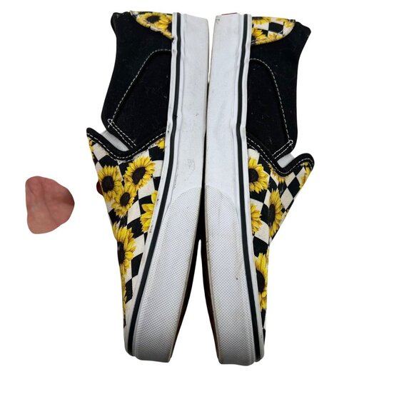 Vans Womens Sunflower Checkerboard Slip-On Shoes Size 9.5 Black & Yellow Canvas - Picture 3 of 7